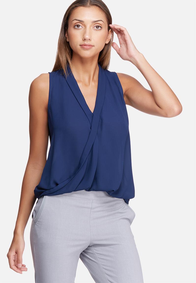 navy linen sleeveless top