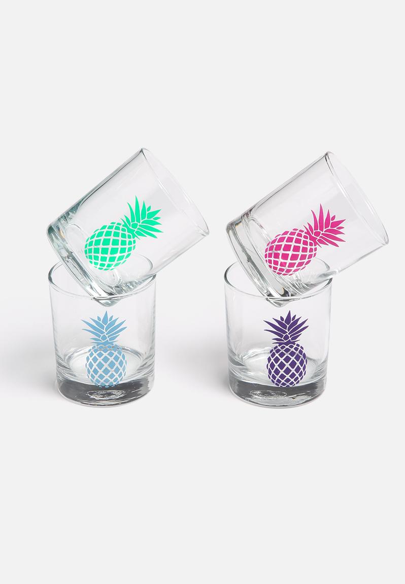 Set of 4 Pineapple Whiskey Glasses Sixth Floor Drinkware